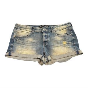 Express Distressed Jean Shorts Low Rise Sewn Cuff
